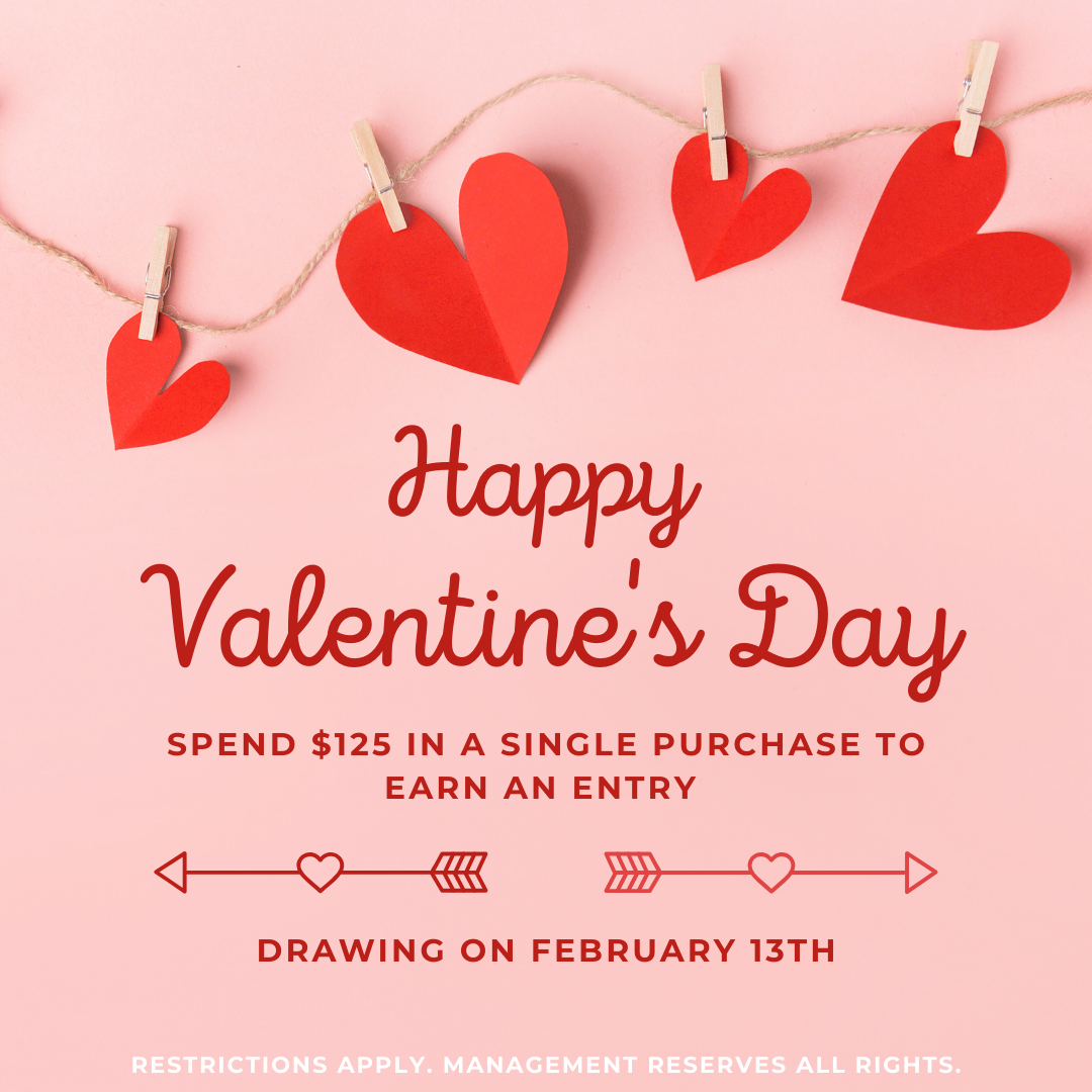 Salish Coast Cannabis Offers A Chance To Win During Our Valentine's Day Raffle When You Spend $125 Or More During A Single Transaction